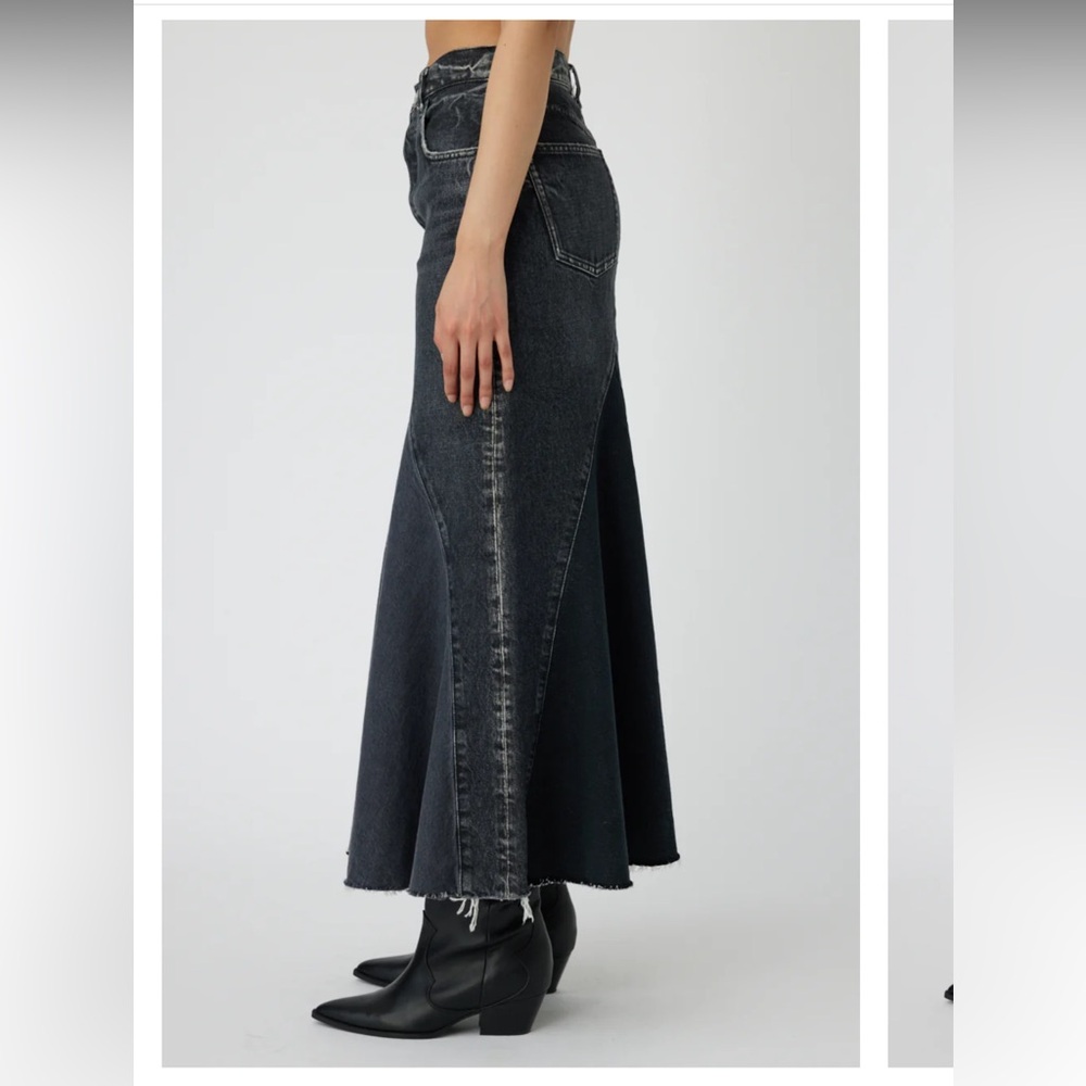 Moussy Vintage Vicksburg 100% Cotton Black Denim Frayed Hem Maxi Skirt NWT Sz 23 - Picture 4 of 13